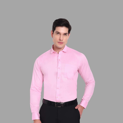 GarmentGlobes Men Solid Formal Pink Shirt