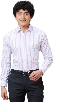 Raymond Men Striped Formal White, Purple, Grey Shirt