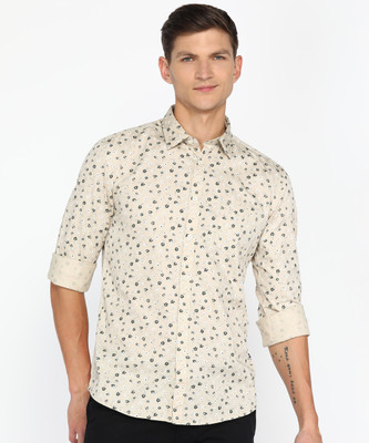 PARX Men Printed Casual Beige, Green Shirt