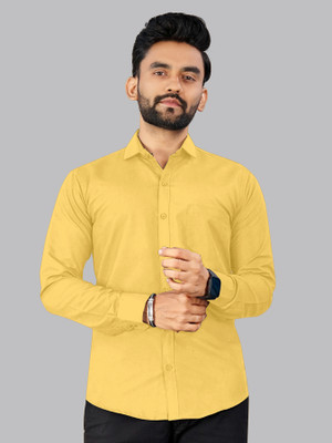 KR24ENTERPRISE Men Solid Casual Yellow Shirt