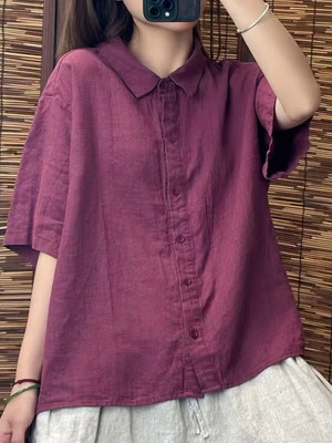 Dressberry Women Solid Casual Purple Shirt