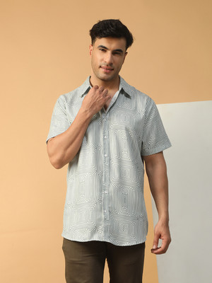 OXOLLOXO Men Printed Casual Light Green Shirt