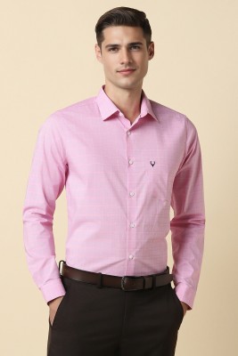 Allen Solly Men Checkered Formal Pink Shirt