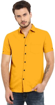 Ethnic Trendz Men Solid Casual Yellow Shirt