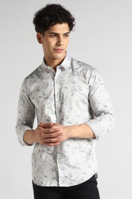 Simon Carter London Men Printed Casual Grey, Blue, White Shirt