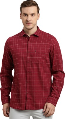 TURTLE Men Checkered Casual Maroon Shirt