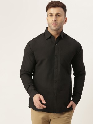 KLOSET BY RIAG Men Solid Casual Black Shirt