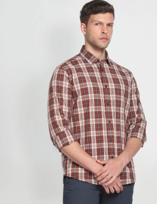 Arrow Sport Men Checkered Casual Brown, Beige, Blue Shirt