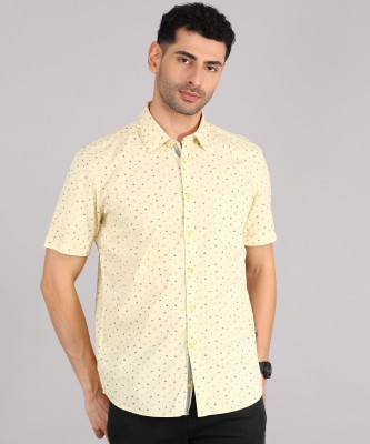 PARX Men Printed Casual Yellow Shirt