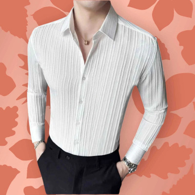 SHIVAY TRENDS Men Self Design, Solid Casual White Shirt