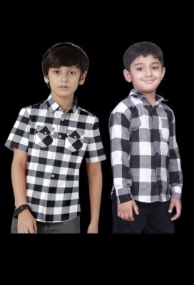 brahmani Boys Checkered Casual Black Shirt