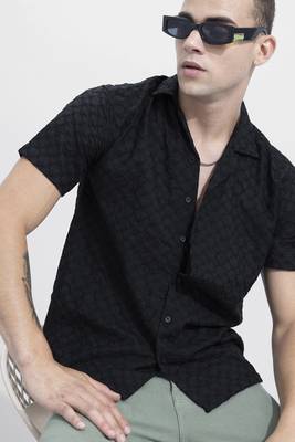 Snitch Men Embroidered Casual White Shirt