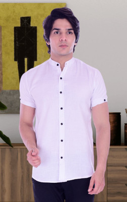 BASE 41 Men Solid Casual White Shirt