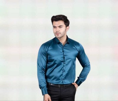 Manav Creation Men Solid Formal Light Blue Shirt