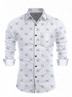 Crazy Feel Men Printed Casual White Shirt