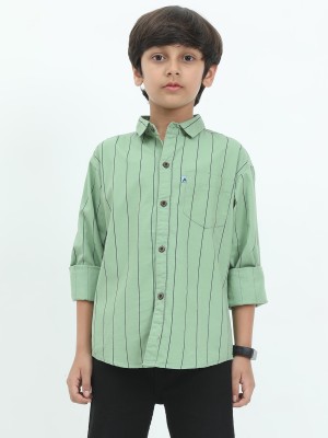 AIDAN PAUL Boys Striped Casual Green Shirt