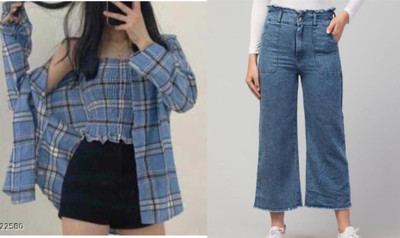 Mixzone Girls Checkered Casual Blue Shirt(Pack of 2)