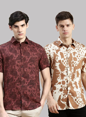 TIGERSNAKE Men Printed Casual Multicolor Shirt(Pack of 2)