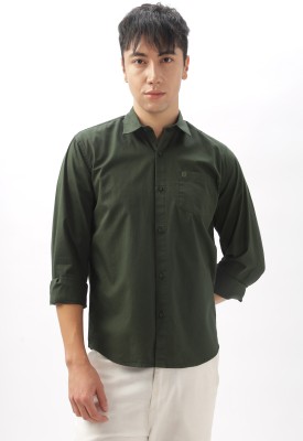 BS BLUE SQUAD Men Solid Casual Green Shirt