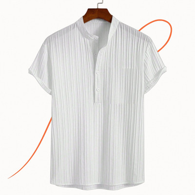 Jenil Fashion Men Striped Casual White Shirt