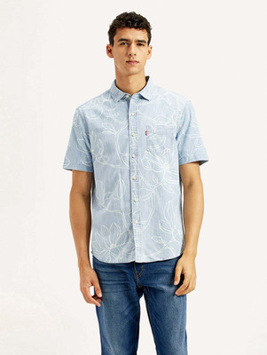 LEVI'S Men Floral Print Casual Blue Shirt