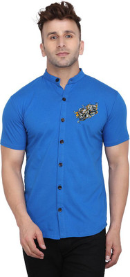 Lawful Casual Men Solid Casual Blue Shirt