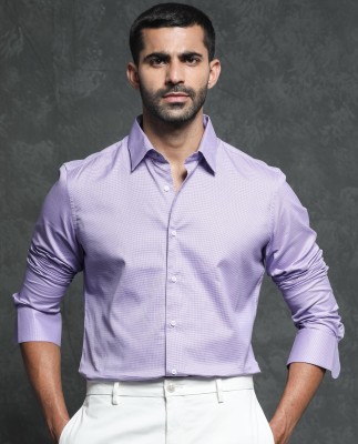 RARE RABBIT Men Checkered Formal Purple Shirt