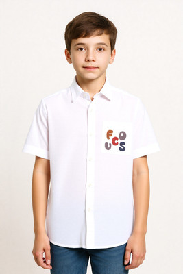 CAVIO Boys Printed Casual White Shirt