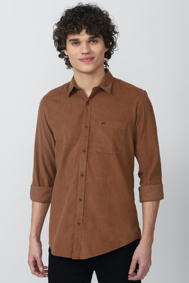 PETER ENGLAND Men Self Design Casual Brown Shirt