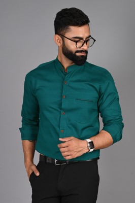 FUBAR Men Striped Casual Dark Green Shirt