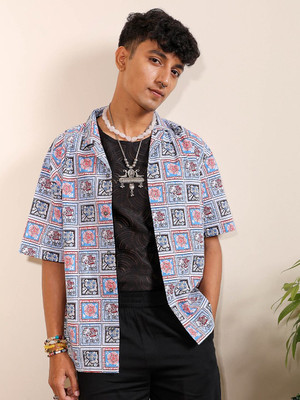 The Indian Garage Co. Men Printed Beach Wear Blue Shirt