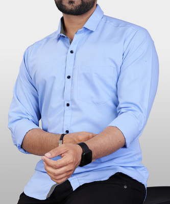 METRONAUT Men Solid Casual Light Blue Shirt