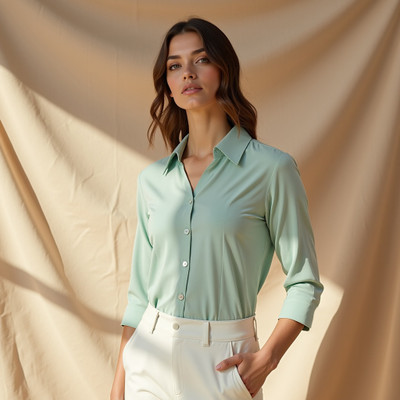 kaarchop Women Solid Formal Green Shirt