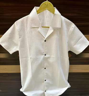 PM ENTERPRISE Men Self Design Casual White Shirt