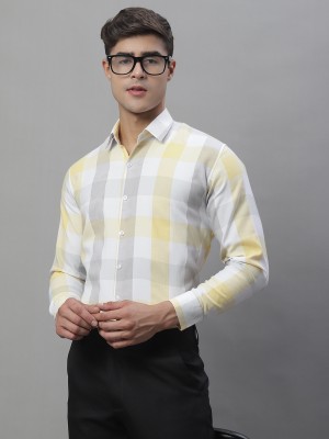 JAINISH Men Checkered Formal Yellow Shirt