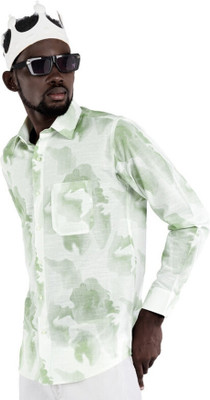 HOC Men Printed Casual Green Shirt