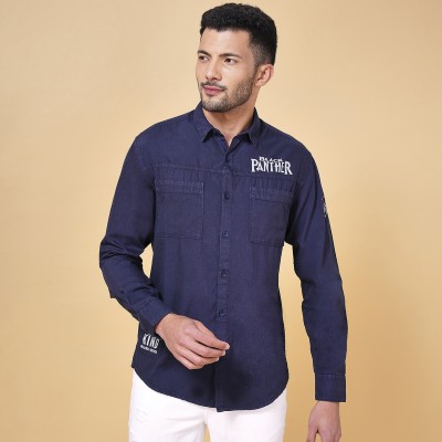 SF Jeans by Pantaloons Men Solid Casual Blue Shirt