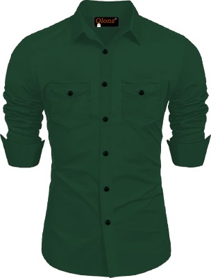 Qlonz Store Men Solid Casual Green Shirt