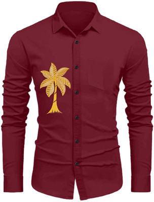 Sanskruti Men Embroidered Casual Red Shirt