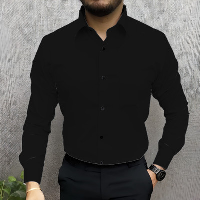 Vuon fab Men Solid Casual Black Shirt