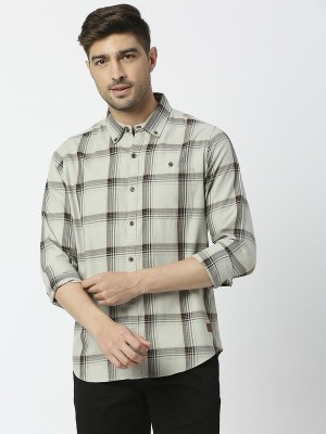 THOMAS SCOTT Men Checkered Casual Grey Shirt