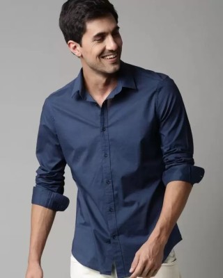 PRANEH FASHION Men Solid Casual Dark Blue Shirt