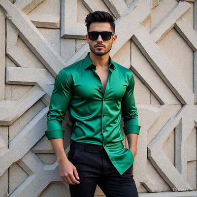 FABDACK Men Solid Casual White Shirt