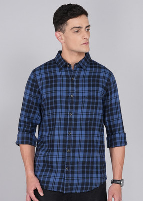 WROGN Men Checkered Casual Blue Shirt