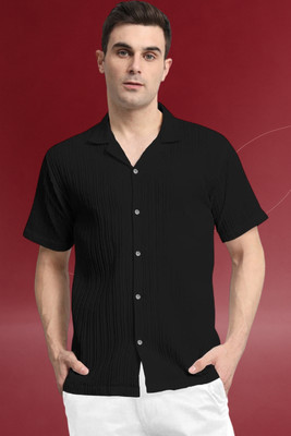 A Dearise Trend Men Self Design Casual Black Shirt
