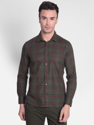 CRIMSOUNE CLUB Men Checkered Casual Green Shirt