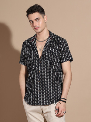 ANOUK Men Printed Casual Black Shirt