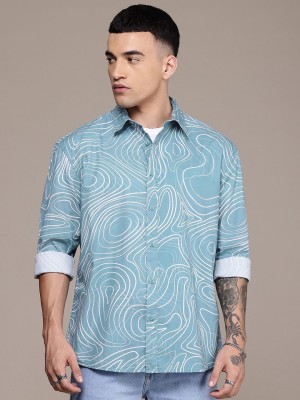 Roadster Men Printed Casual Blue Shirt