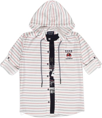 CAVIO Boys Striped Casual Red, Grey, White Shirt(Pack of 2)