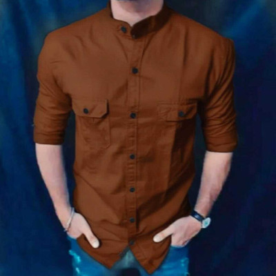 vesloo willow Men Solid Casual Brown Shirt